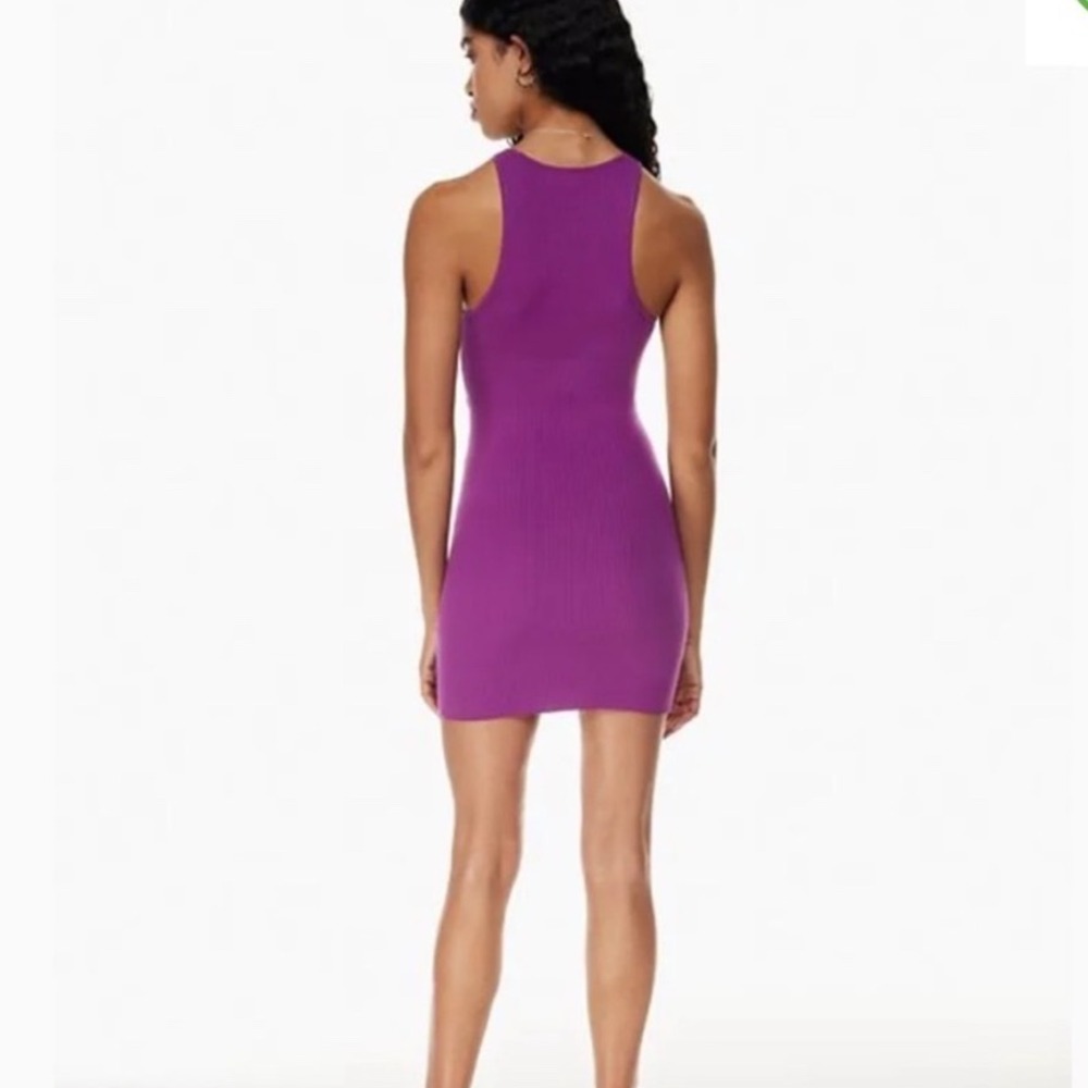 Wilfred Aritzia Purple Cutout Ribbed Knit Bodycon Mini Dress Womens Medium party - Picture 2 of 7